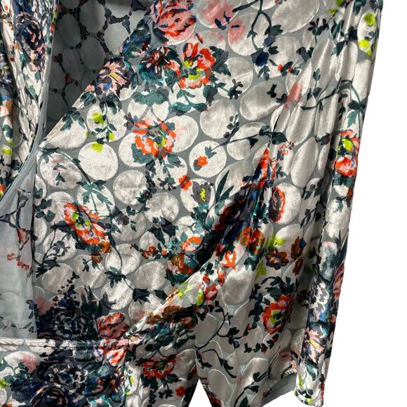 Anthropologie Maeve Faux Wrap Floral Velour Silk Blend Umi Blouse Womens Small - Picture 4 of 8